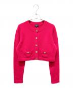 CHANELシャネル）の古着「アイコンボタンカシミヤカーディガン」｜ショッキングピンク