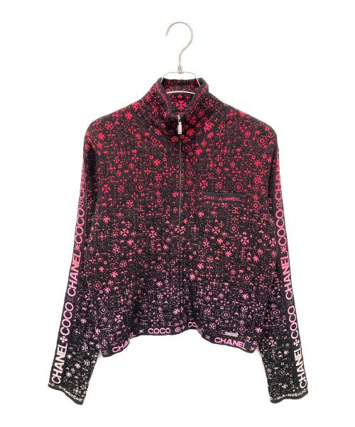 CHANEL（シャネル）CHANEL (シャネル) ジップニットカーディガン ブラック×ピンク サイズ:40の古着・服飾アイテム