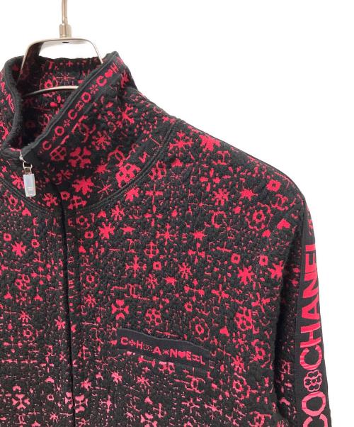 CHANEL（シャネル）CHANEL (シャネル) ジップニットカーディガン ブラック×ピンク サイズ:40の古着・服飾アイテム