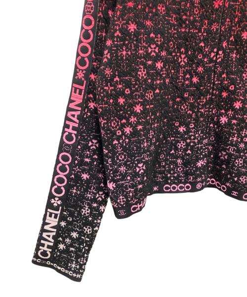 CHANEL（シャネル）CHANEL (シャネル) ジップニットカーディガン ブラック×ピンク サイズ:40の古着・服飾アイテム