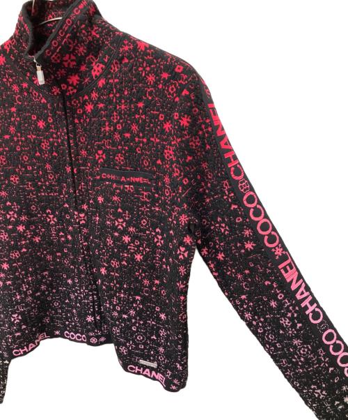CHANEL（シャネル）CHANEL (シャネル) ジップニットカーディガン ブラック×ピンク サイズ:40の古着・服飾アイテム