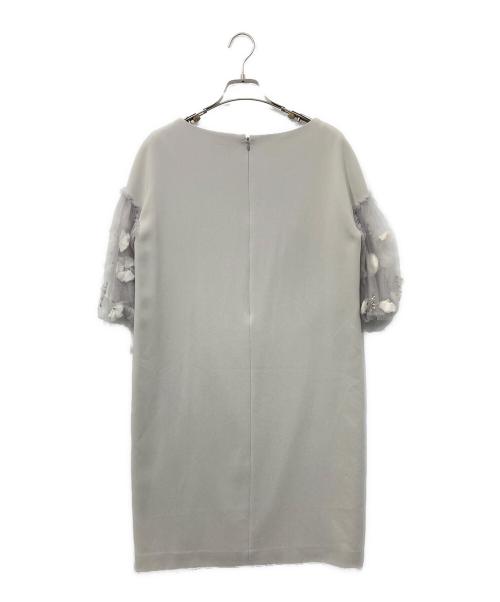 Diagram（ダイアグラム）Diagram (ダイアグラム) フラワー刺繍チュール切替ワンピース グレー サイズ:38の古着・服飾アイテム