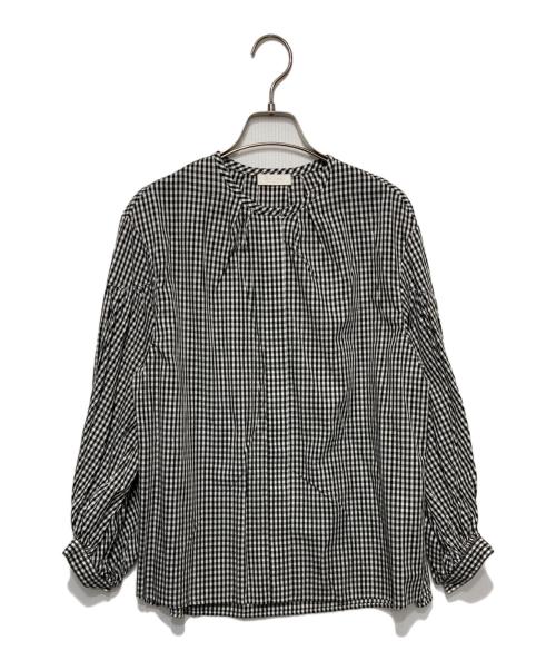 BALLSEY（ボールジィ）BALLSEY (ボールジィ) ギンガムチェック ギャザーパフブラウス ブラック×ホワイト サイズ:36の古着・服飾アイテム