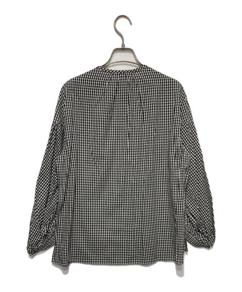 BALLSEY（ボールジィ）BALLSEY (ボールジィ) ギンガムチェック ギャザーパフブラウス ブラック×ホワイト サイズ:36の古着・服飾アイテム