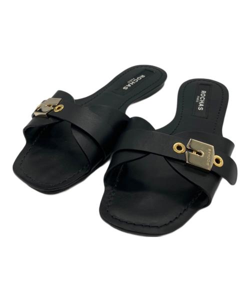 ROCHAS（ロシャス）ROCHAS (ロシャス) フラットミュールサンダル ブラック サイズ:36の古着・服飾アイテム