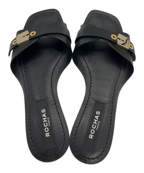 ROCHAS（ロシャス）ROCHAS (ロシャス) フラットミュールサンダル ブラック サイズ:36の古着・服飾アイテム