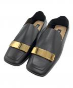 sergio rossiセルジオロッシ）の古着「ロゴプレートスリッポン」｜ブラック