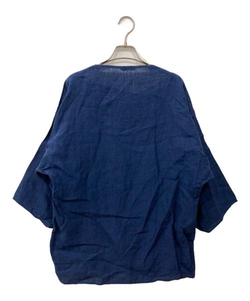 45R（フォーティファイブ・アール）45R (フォーティファイブ・アール) リネンブラウス ネイビーの古着・服飾アイテム