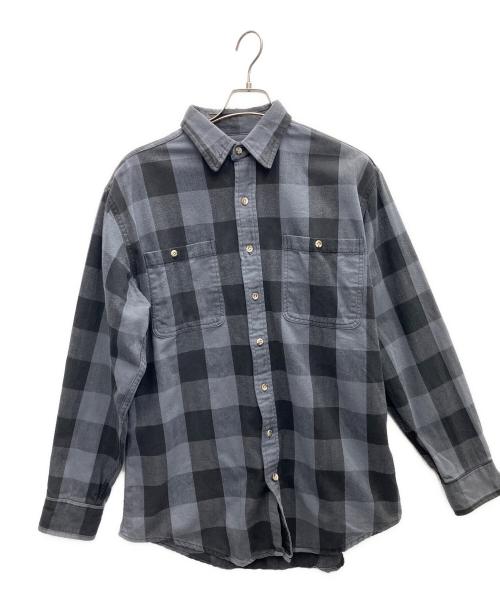 ST JOHN'S BAY（セントジョンズベイ）ST JOHN'S BAY (セントジョンズベイ) 90’S ブロックチェック ヘビーネルシャツ グレー サイズ:Lの古着・服飾アイテム