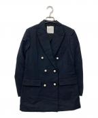 ESTNATIONエストネーション）の古着「コットンダブルブレストパールボタンジャケット」｜ネイビー