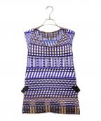 ISSEY MIYAKEイッセイミヤケ）の古着「幾何学ノースリーブプリーツブラウス」｜マルチカラー