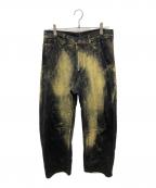 Y'sワイズ）の古着「WIDE LEG GUSSETED DENIM PANTS」｜ブラック