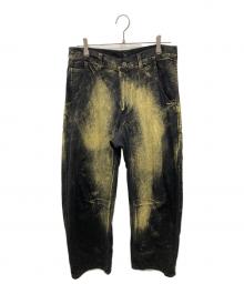 Y's（ワイズ）の古着「WIDE LEG GUSSETED DENIM PANTS」｜ブラック