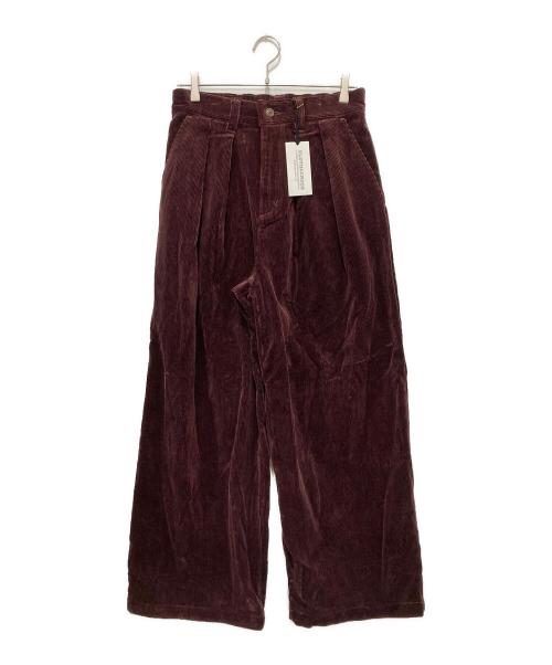 CLOTH&CROSS（クロスアンドクロス）CLOTH&CROSS (クロスアンドクロス) コーデュロイタックワイドパンツ バーガンディー サイズ:1の古着・服飾アイテム