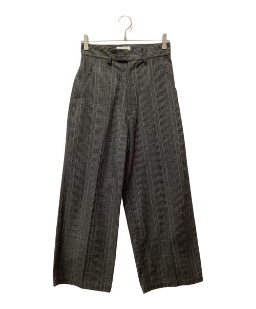 beautiful people（ビューティフルピープル）beautiful people (ビューティフルピープル) ARMY gun club check semi wide pants グレー サイズ:36の古着・服飾アイテム