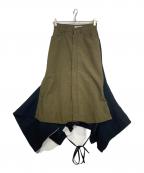 beautiful peopleビューティフルピープル）の古着「double-end tropical wool flare skirt」｜オリーブ×ブラック