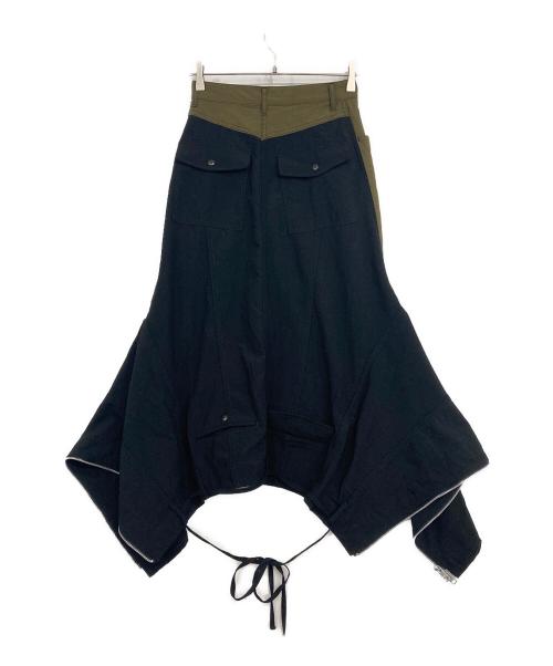 beautiful people（ビューティフルピープル）beautiful people (ビューティフルピープル) double-end tropical wool flare skirt オリーブ×ブラック サイズ:36の古着・服飾アイテム