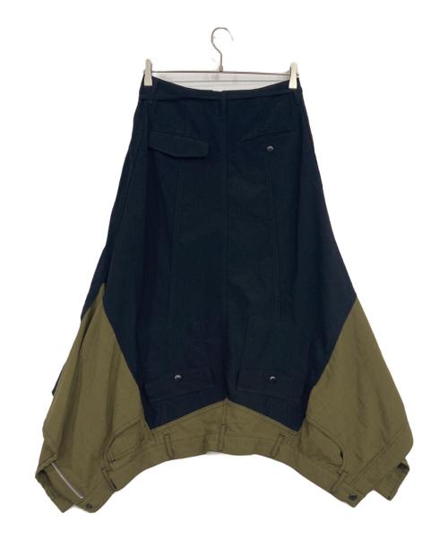 beautiful people（ビューティフルピープル）beautiful people (ビューティフルピープル) double-end tropical wool flare skirt オリーブ×ブラック サイズ:36の古着・服飾アイテム