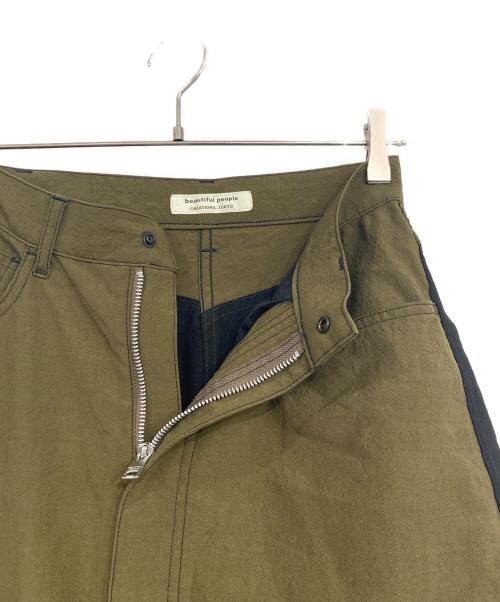beautiful people（ビューティフルピープル）beautiful people (ビューティフルピープル) double-end tropical wool flare skirt オリーブ×ブラック サイズ:36の古着・服飾アイテム
