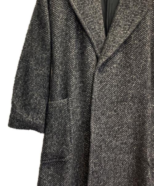 RAINMAKER（レインメーカー）RAINMAKER (レインメーカー) ヘリンボーンチェスターコート ブラック サイズ:44の古着・服飾アイテム