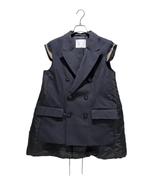 sacai（サカイ）sacai (サカイ) チョークストライプベスト ネイビー サイズ:3の古着・服飾アイテム
