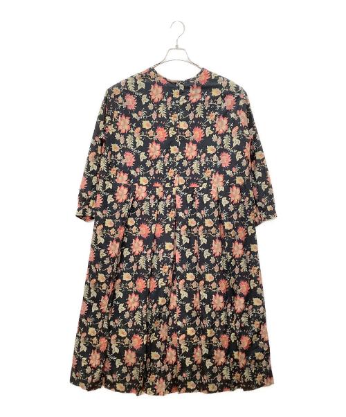 SOIL（ソイル）SOIL (ソイル) 60s キャンブリック フラワー プリント クルーネック プリーツドレス ブラック サイズ:2の古着・服飾アイテム