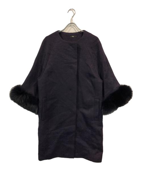 M・Fil（エムフィル）M・fil (エムフィル) アルパカシャギー FOXファー付きコート ネイビー サイズ:SIZE 38の古着・服飾アイテム