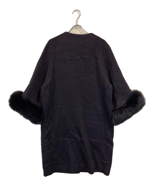 M・Fil（エムフィル）M・fil (エムフィル) アルパカシャギー FOXファー付きコート ネイビー サイズ:SIZE 38の古着・服飾アイテム