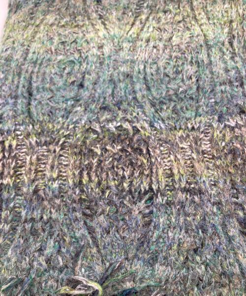 MURRAL（ミューラル）MURRAL (ミューラル) HAZY KNIT SCARF ダークグリーンの古着・服飾アイテム