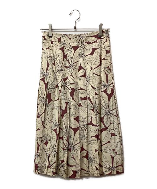 MARGARET HOWELL（マーガレットハウエル）MARGARET HOWELL (マーガレットハウエル) プリーツスカート ベージュ×ブラウン サイズ:1の古着・服飾アイテム