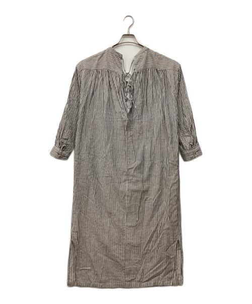 sara mallika（サラマリカ）sara mallika (サラマリカ) COTTON STRIPE RIBBON SHIRTS グレー サイズ:Freeの古着・服飾アイテム