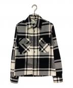 OFFWHITEオフホワイト）の古着「STENCIL FLANNEL SHIRT」｜ブラック×ホワイト
