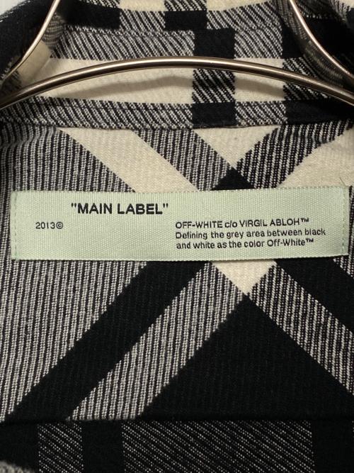 OFFWHITE（オフホワイト）OFFWHITE (オフホワイト) STENCIL FLANNEL SHIRT ブラック×ホワイト サイズ:XXSの古着・服飾アイテム