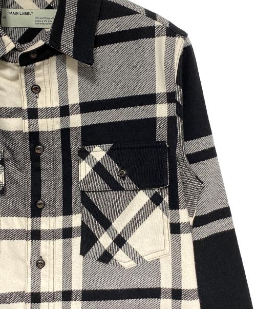 OFFWHITE（オフホワイト）OFFWHITE (オフホワイト) STENCIL FLANNEL SHIRT ブラック×ホワイト サイズ:XXSの古着・服飾アイテム