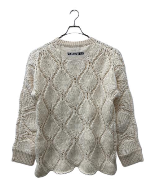 VALENTINO（ヴァレンティノ）VALENTINO (ヴァレンティノ) ロゴケーブルニット ホワイト サイズ:Sの古着・服飾アイテム