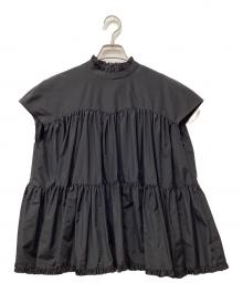 TSURU by MARIKO OIKAWA（ツルバイマリコオイカワ）の古着「ティアードギャザーフレンチスリーブブラウス」｜ブラック