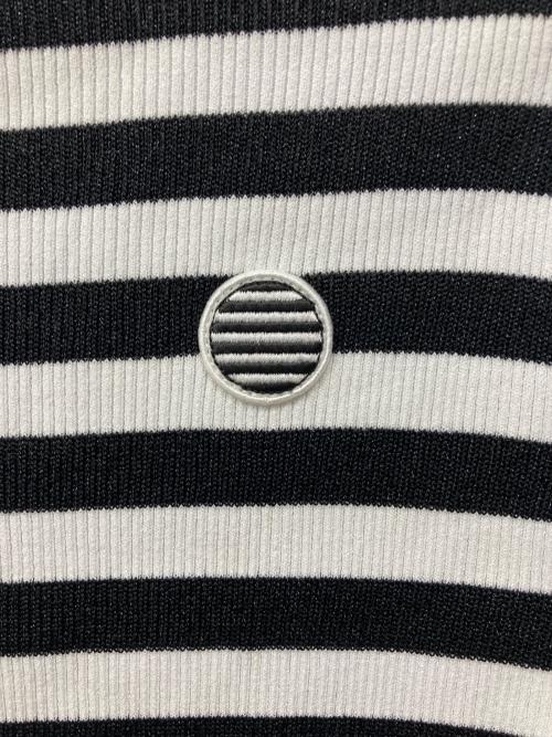 BORDERS at BALCONY（ボーダーズアットバルコニー）BORDERS AT BALCONY (ボーダーズアットバルコニー) GLITTERY BORDER KNIT POLO / グリッタリィ ボーダー ニット ポロ ホワイト×ブラック サイズ:38の古着・服飾アイテム
