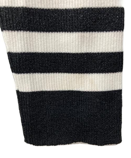 BORDERS at BALCONY（ボーダーズアットバルコニー）BORDERS AT BALCONY (ボーダーズアットバルコニー) GLITTERY BORDER KNIT POLO / グリッタリィ ボーダー ニット ポロ ホワイト×ブラック サイズ:38の古着・服飾アイテム