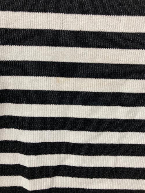 BORDERS at BALCONY（ボーダーズアットバルコニー）BORDERS AT BALCONY (ボーダーズアットバルコニー) GLITTERY BORDER KNIT POLO / グリッタリィ ボーダー ニット ポロ ホワイト×ブラック サイズ:38の古着・服飾アイテム