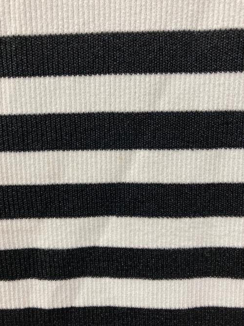 BORDERS at BALCONY（ボーダーズアットバルコニー）BORDERS AT BALCONY (ボーダーズアットバルコニー) GLITTERY BORDER KNIT POLO / グリッタリィ ボーダー ニット ポロ ホワイト×ブラック サイズ:38の古着・服飾アイテム