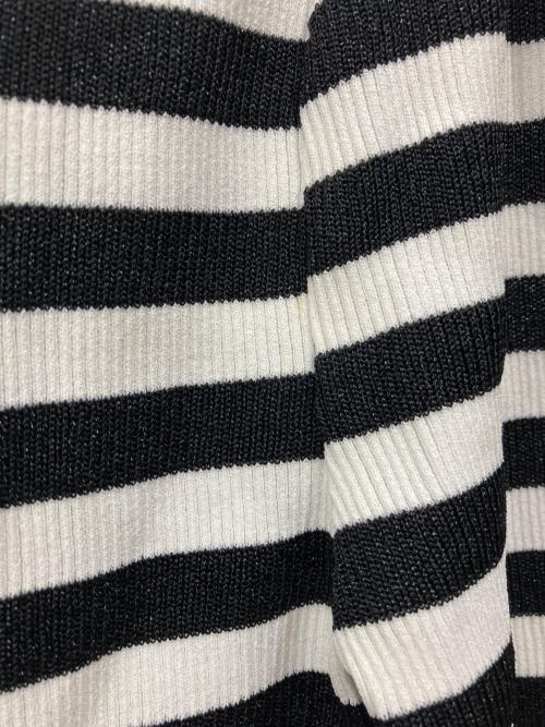 BORDERS at BALCONY（ボーダーズアットバルコニー）BORDERS AT BALCONY (ボーダーズアットバルコニー) GLITTERY BORDER KNIT POLO / グリッタリィ ボーダー ニット ポロ ホワイト×ブラック サイズ:38の古着・服飾アイテム