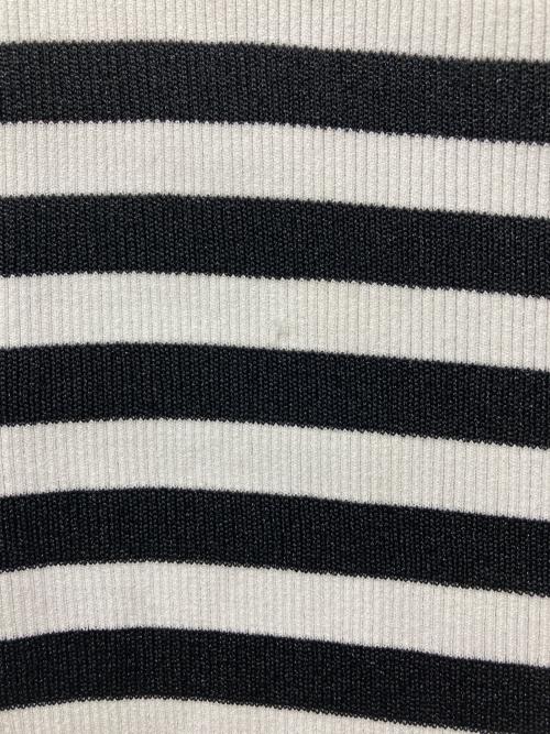 BORDERS at BALCONY（ボーダーズアットバルコニー）BORDERS AT BALCONY (ボーダーズアットバルコニー) GLITTERY BORDER KNIT POLO / グリッタリィ ボーダー ニット ポロ ホワイト×ブラック サイズ:38の古着・服飾アイテム