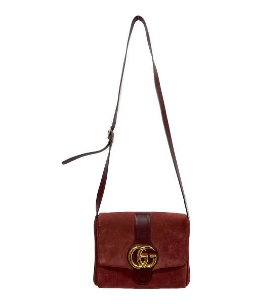 GUCCI（グッチ）GUCCI (グッチ) アリースウェードショルダーバッグ レッドの古着・服飾アイテム