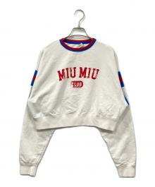 MIU MIU（ミュウミュウ）の古着「Printed Cropped Cotton Sweatshirt/プリントクロップドコットンスウェットシャツ」｜アイボリー