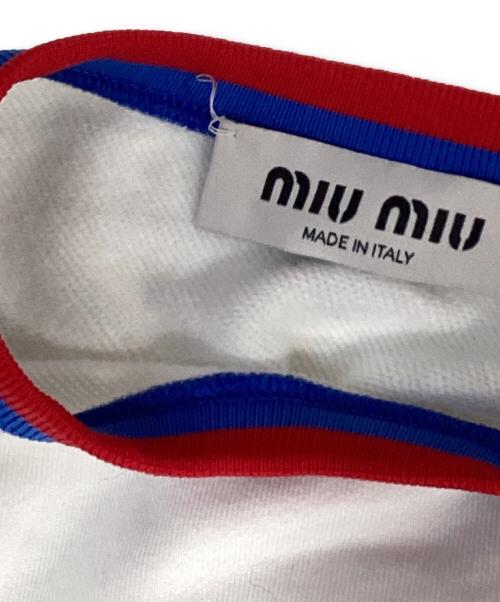 MIU MIU（ミュウミュウ）MIU MIU (ミュウミュウ) Printed Cropped Cotton Sweatshirt/プリントクロップドコットンスウェットシャツ アイボリー サイズ:XSの古着・服飾アイテム