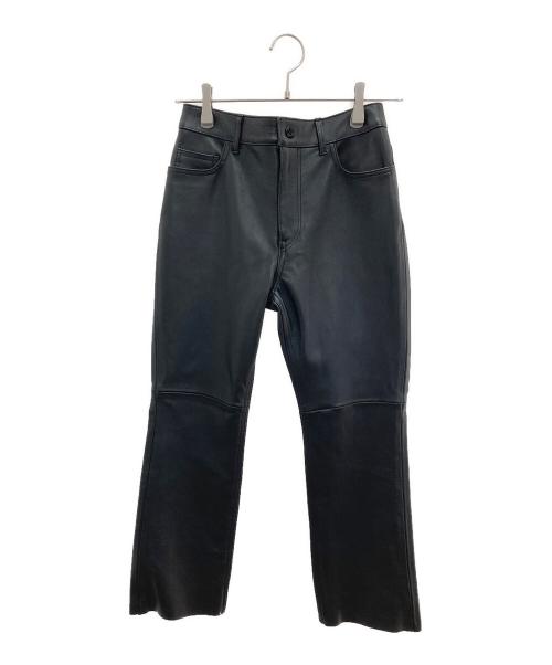 MADISON BLUE（マディソンブルー）MADISON BLUE (マディソンブルー) HEM CUT OFF LEATHER PANTS ブラック サイズ:ＸＳの古着・服飾アイテム