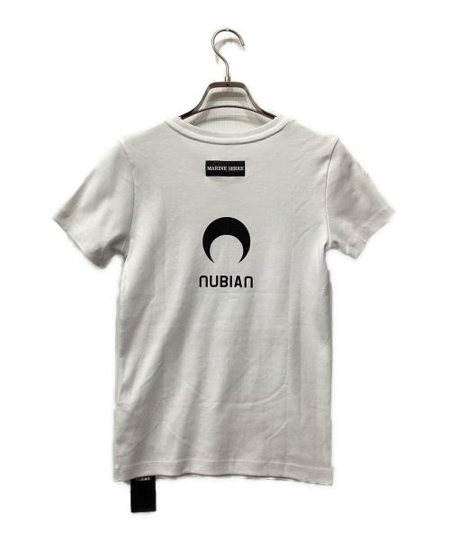 MARINE SERRE（マリーンセル）MARINE SERRE (マリーンセル) nubian (ヌビアン) 別注ORGANIC COTTON 1X1 RIB T-SHIRT ホワイト サイズ:Mの古着・服飾アイテム