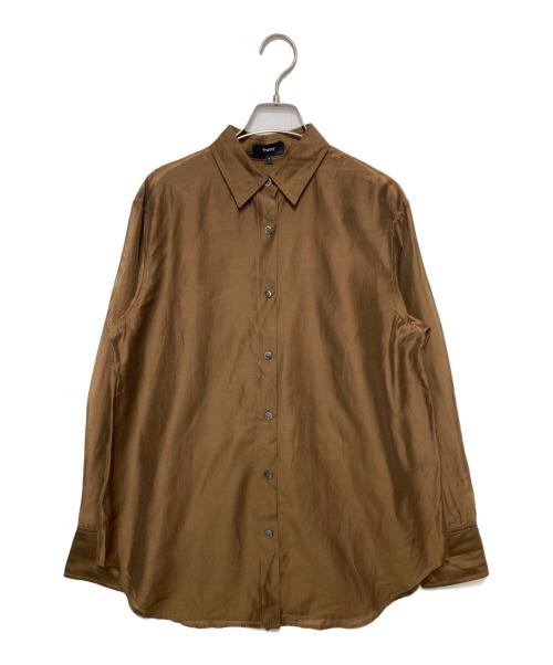 theory（セオリー）theory (セオリー) Sheer Shirting BF Shirt ブラウン サイズ:Sの古着・服飾アイテム