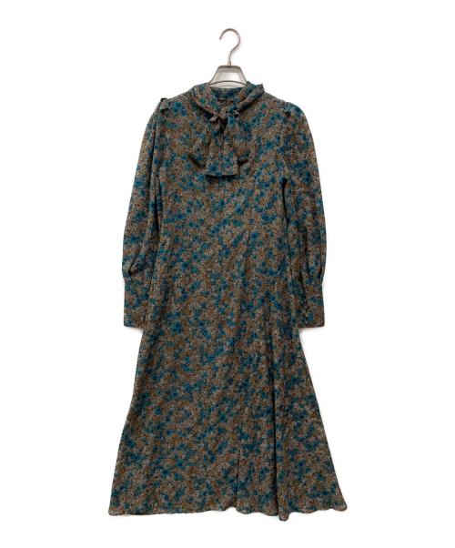 FRAY ID（フレイ アイディー）FRAY ID (フレイ アイディー) ヴィンテージフラワープリントボウタイワンピース ブラウンの古着・服飾アイテム