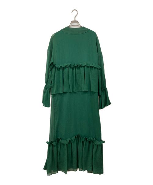 UN3D.（アンスリード）UN3D. (アンスリード) FRILL SACK OP グリーン サイズ:Freeの古着・服飾アイテム